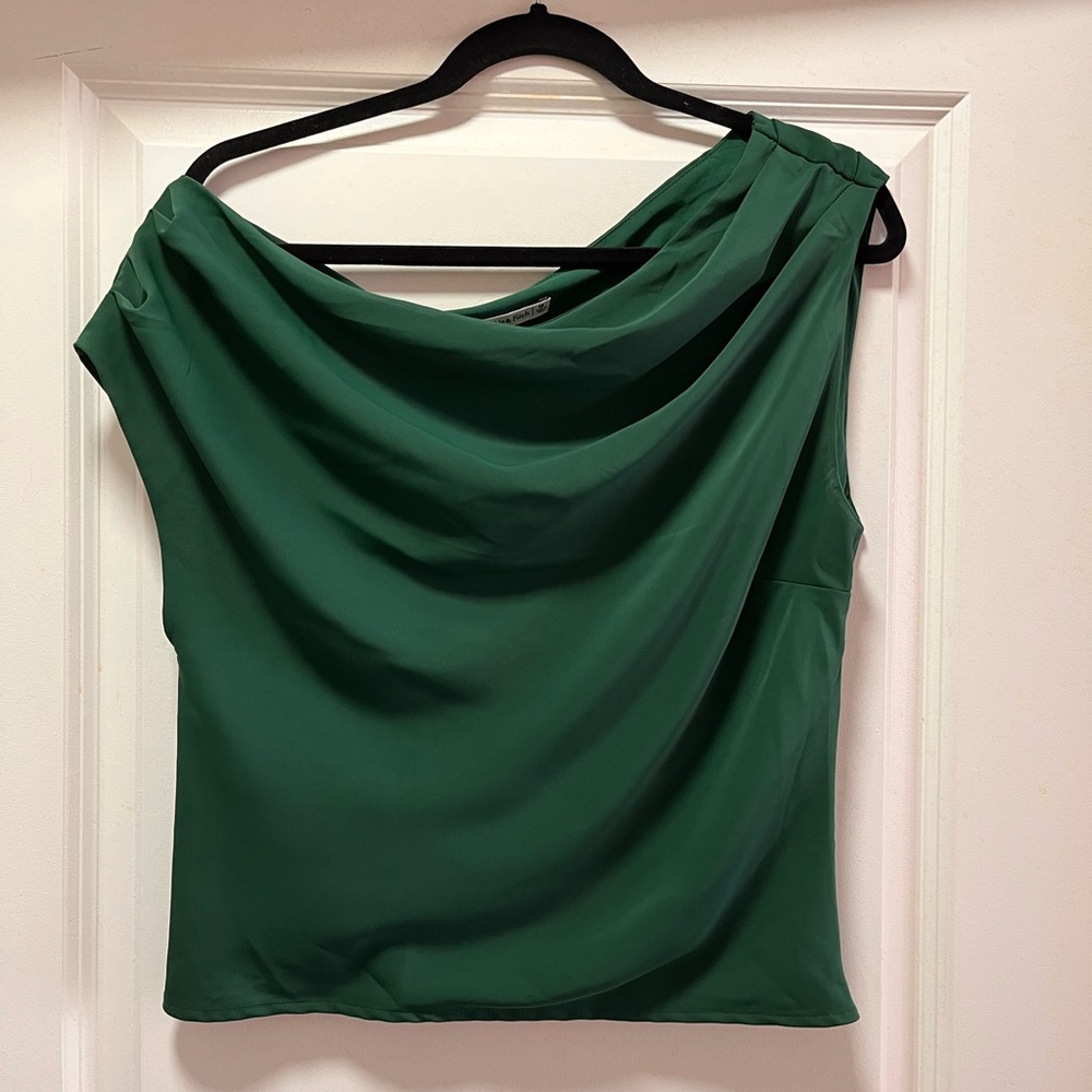 Abercrombie & Fitch Emerald Green Draped Cowl Neck Blouse - Picture 1 of 4